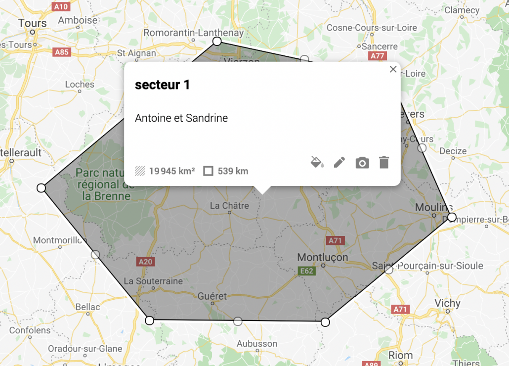 Sectorisation google maps enregistré